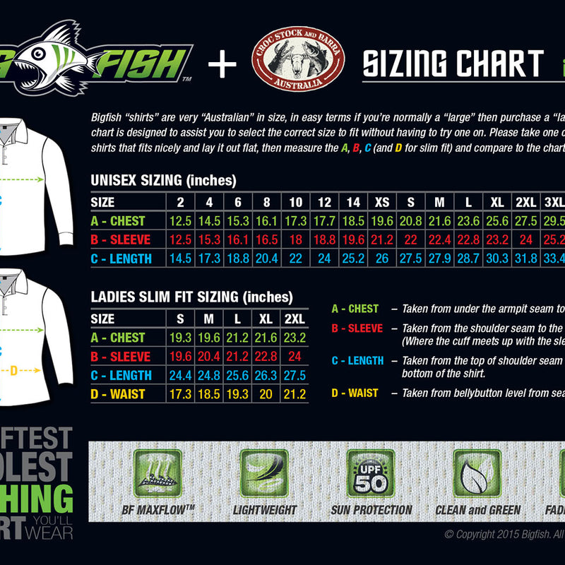 Camisa de pesca Croc Stock y Barra