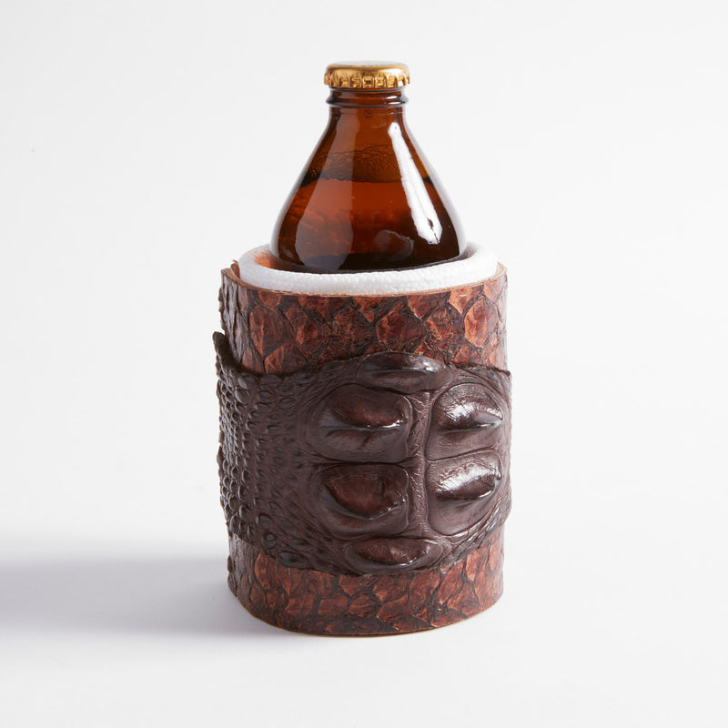Crocodile and Barramundi Leather Combo Stubby Cooler