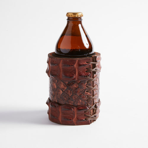 Crocodile and Barramundi Leather Combo Stubby Cooler