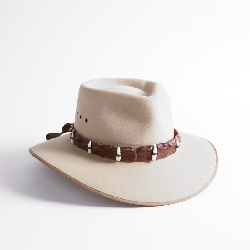 Crocodile Leather Hatband with Teeth