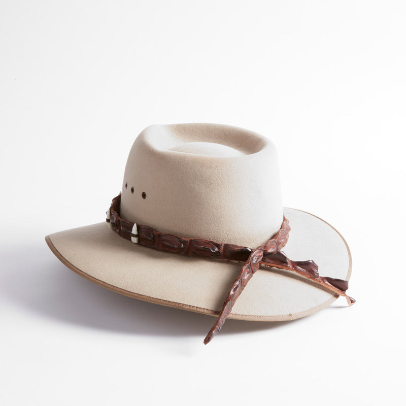 Crocodile Leather Hatband with Teeth