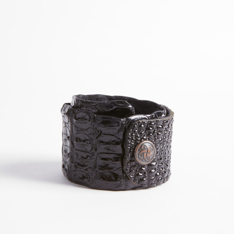 Pulsera de piel de cocodrilo doble