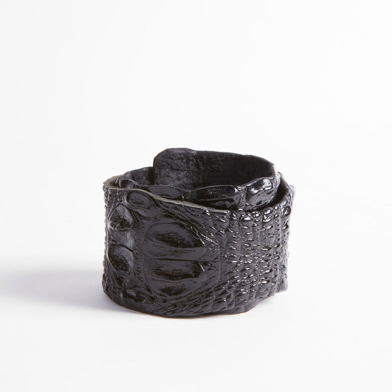 Pulsera de piel de cocodrilo doble
