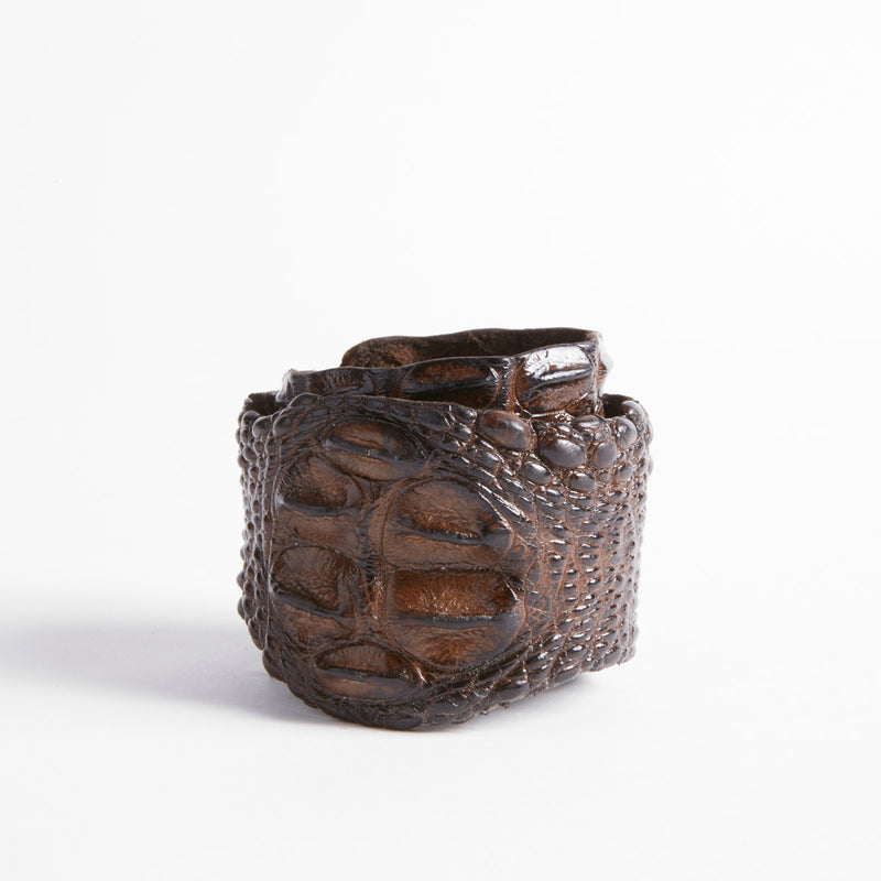 Pulsera de piel de cocodrilo doble