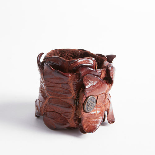 Pulsera de piel de cocodrilo doble