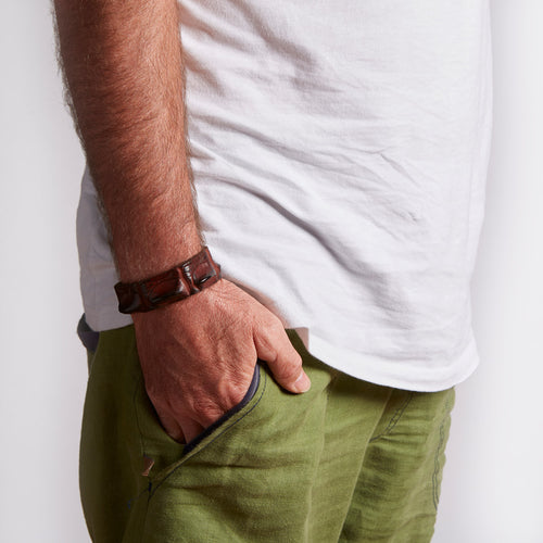 Crocodile Leather Thin Wristband