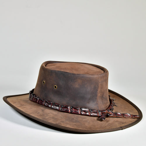 Sombrero de cuero NT Outback con cinta de cuero de cocodrilo