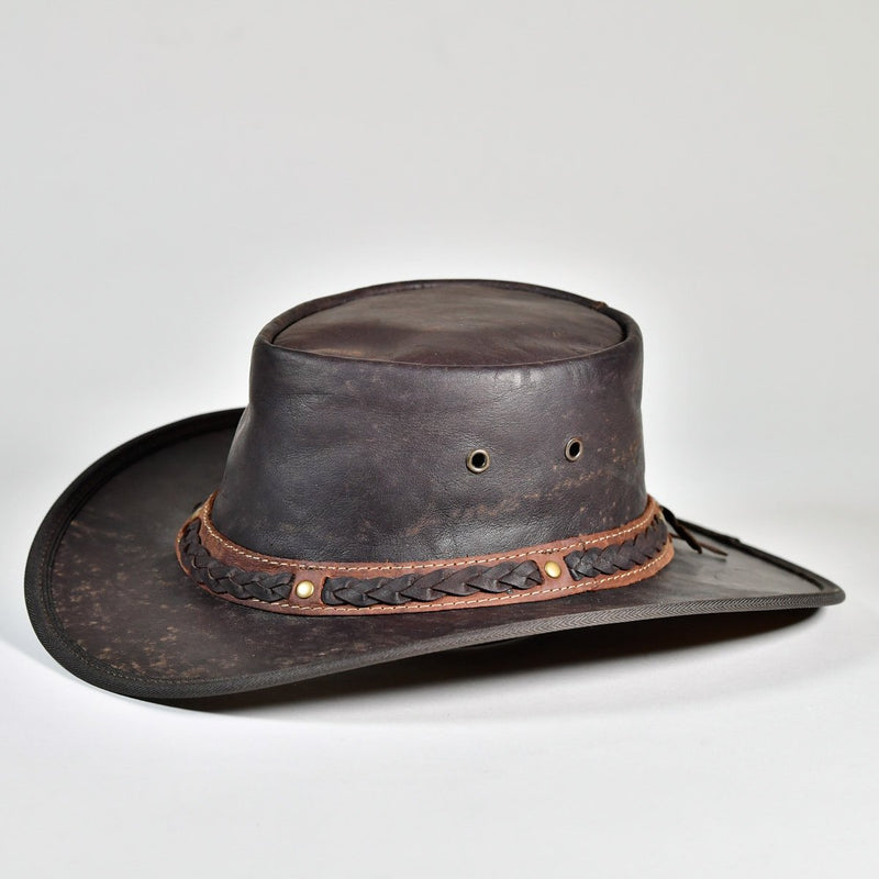 Kangaroo Leather Hat Dark Brown