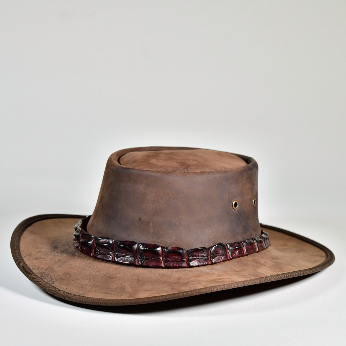 NT Outback Leather Hat with Crocodile Leather Hatband